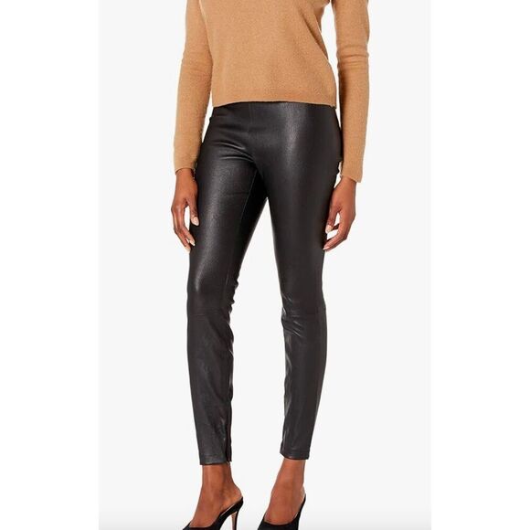 Vince Pants - Vince‎ Pull On Leather Ankle Leggings Black Size Small